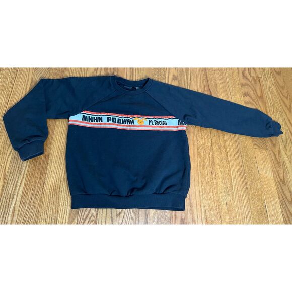 Mini Rodini Black Moscow Pullover Crewneck Sweatshirt Size 10 11 - Picture 1 of 6
